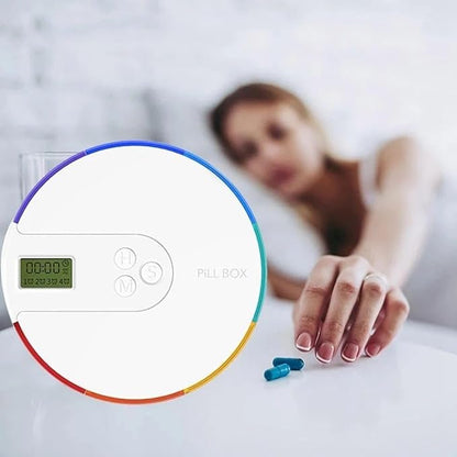 1 Piece 7-Day Automatic Pill Dispenser Portable Electronic Medication Organizer White Weekly Smart Timing Pill Reminder for with Alarm
