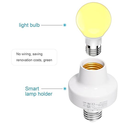 AICase Smart WiFi E27/E26 Light Socket, [2 Pack] Intelligent WLAN Home Remote Control Light Lamp Bulb Holder Compatible with Alexa and Google Home-White