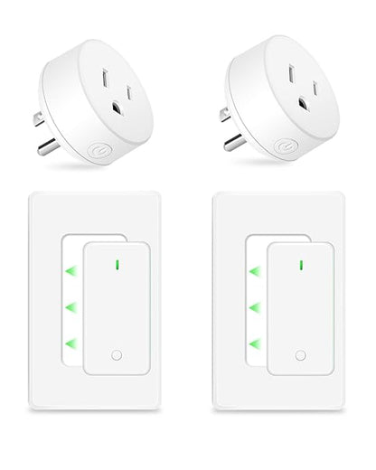 NineLeaf 2 Remote Control Outlet Plug with 2 Separate Switches – 500ft Range Wireless Light Switch, No Wiring, Removable Magnetic Base, 15A/1500W, Programmable Timer for Lamps, Fans, Holiday Décor