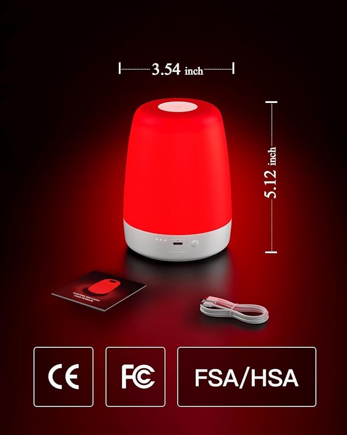 Baby Red Light Night Light: 670m Red Light Therapy for Sleep in Bedroom & Nursery - Stimulates Melatonin Production for Deeper Sleep for Adults & Kids (White)