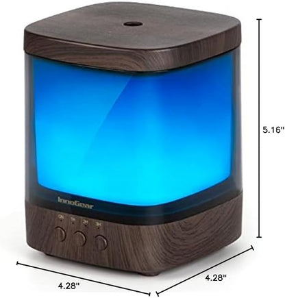 InnoGear Diffusers for Essential Oils, 300ml Oil Diffuser Aromatherapy Diffusers Aroma Ultrasonic Cool Mist Humidifier 4 Timers Color Changing Lights Auto-Off, Brown