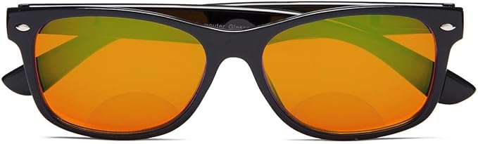 Eyekepper Blue Blocking Amber Bifocal Glasses for Sleep-Nighttime Bifocal Readers-Special Orange Tinted Glasses for Women Men (Black, +3.00)