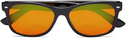 Eyekepper Blue Blocking Amber Bifocal Glasses for Sleep-Nighttime Bifocal Readers-Special Orange Tinted Glasses for Women Men (Black, +1.50)