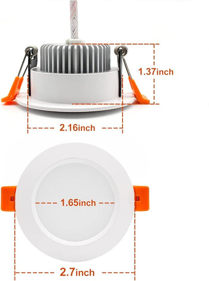 YGS-Tech 2 Inch LED Recessed Lighting, Dimmable Downlight 3W(35W Halogen Equivalent), CRI80, 5000K Daylight White Ceiling Light with LED Driver (10 Pack)