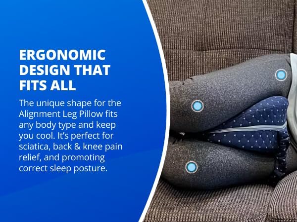 SmoothSpine Alignment Leg Pillow for Side Sleepers – Ergonomic Memory Foam Knee Pillow with Adjustable Strap, Supports Hip & Back, Washable Breathable Cover for Restful Sleep, Navy