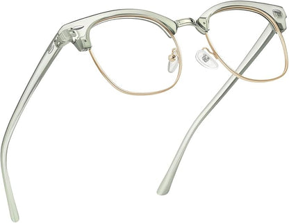 Blue Light Blocking Glasses Vintage Half Frame UV Clear Lens Anti Eyestrain Computer Gaming Glasses for Men Women