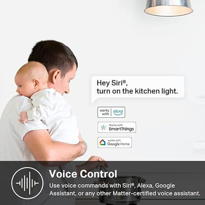 Kasa Matter Smart Light Switch: Voice Control w/Siri, Alexa & Google Assistant, UL Certified, Timer & Schedule, Easy Guided Install, Neutral Wire Required, Single Pole, 2.4GHz Wi-Fi, 3-Pack