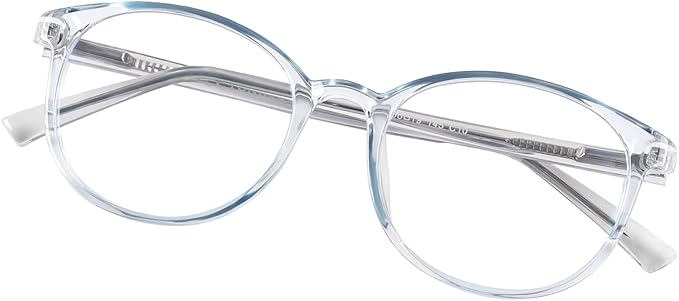 FONHCOO Blue Light Blocking Glasses Women Men TR90 Round Computer Eyeglasses (Blue)