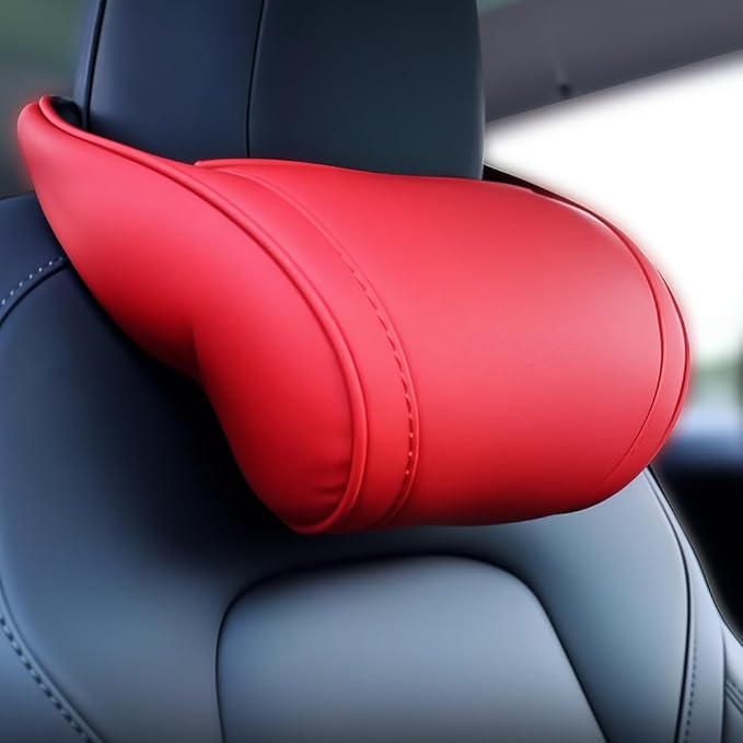 Car Headrest Neck Pillow Support Memory Foam Ergonomic Design Accessory for Driving Seat Fatigue Relief Compatible with Model S X 3 Y & Cybertruck - 2 Pieces