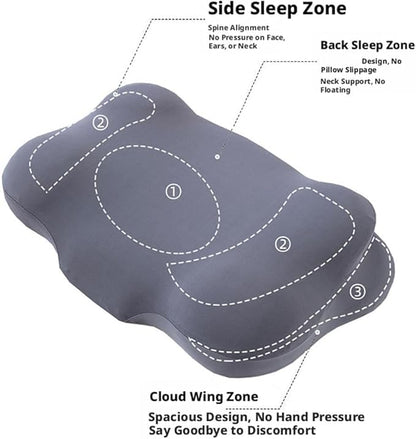 Cloud Pillow - Ergonomic Memory Foam Pillows, for Side, Back, and Stomach Sleepers, Adjustable Memory Foam with Breathable Cover for Optimal Comfort (Dark Blue)