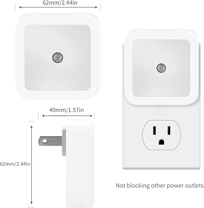 KINUR 6 Pack LED Night Light, LED Night Lights Plug into Wall with Dusk to Dawn sensors for Bathroom, Baby Nursery,Stair Lights, Hallway Light, Red, Blue, Amber
