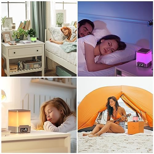 winshine Alarm Clock with RGB Night Light, Bluetooth Speaker, Colorful Music Rhythm Sync, Wake Up with Sound & Light, Touch Control, SD Card/AUX Support, Auto-Off Timer
