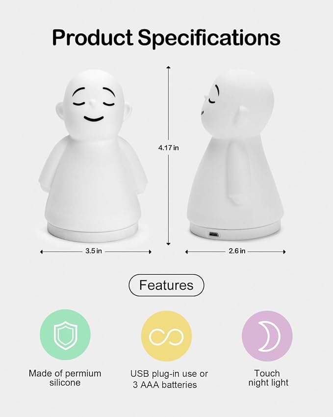 Set of 2 Mindfulness Meditation Anxiety & Stress Relief Tool, Relaxing Items for Adults Kids, Upgraded 2 in 1 Touch Breathing Night Light