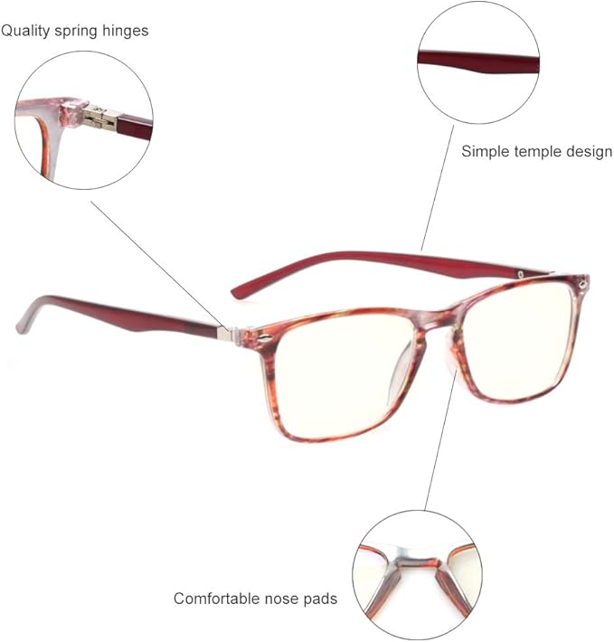 JOSCHOO Computer Reading Glasses Blue Light Blocking Readers Men and Women Glasses of Reading (Red Stripe, 3.0)