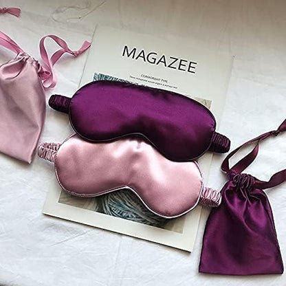 Silk Satin Sleeping Eye Mask, Dark Purple Sleep Eye Mask Night Blindfold for Women and Men, Soft Breathable Blackout Eyeshade Eye Cover for Travel, Wedding Bridesmaid Gift