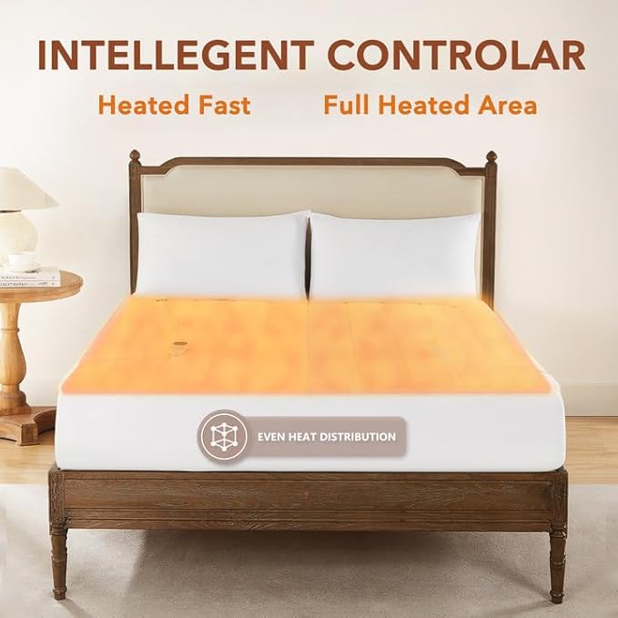 Homemate Heated Mattress Pad TwinXL Size, 5 Heated Setting Coral Fleece Electric Mattress Pad Twin XL, Bed Warmer with Dual Controller & Auto Off 10 Hours, Fit Up to 21 Inch, 80"x39"