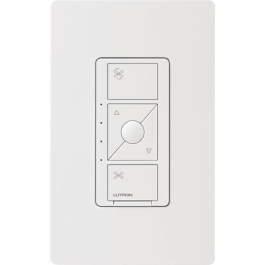 Lutron Caseta Smart Fan Speed Control Switch (Smart Hub Required), Single-Pole Lutron Caseta Switch for Fans, PD-FSQN-WH, White