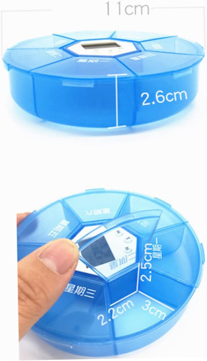 Vaguelly Compartment Pill Dispenser Alarm Clock Portable Medication Organizer for Daily Reminders Electronic Medicine Chest for Patients