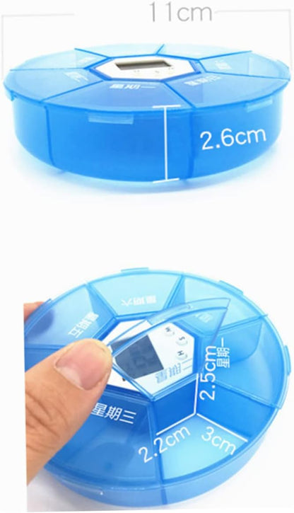 Vaguelly Compartment Pill Dispenser Alarm Clock Portable Medication Organizer for Daily Reminders Electronic Medicine Chest for Patients