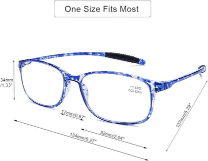 DOOViC Computer Reading Glasses 4 Pack Blue Light Blocking Glasses Anti Eyestrain Flexible Lightweight Readers for Women Men