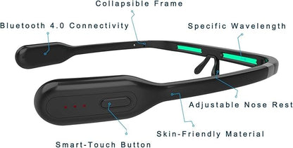 Pegasi 2 - Smart Light Therapy Glasses, Improve Your Sleep in 7 Days, Feather-Light, Research-Backed Blue-Green Light, Boost Energy, Beat Jet Lag (Black)