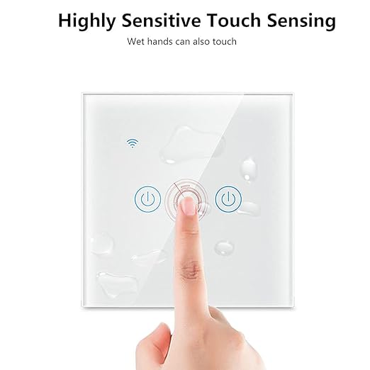 Homekit Smart Light Switch,Glass Touch Panel, Works with Homekit,Siri Voice Control,Timing, Neutral line Needed,EU,10A (1 Gang)