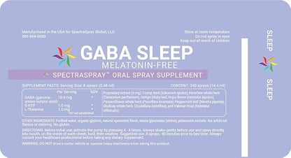 Melatonin Free GABA Sleep Support Spray Supplement -Vegan, Natural & Effective Oral Spray with GABA, L-Theanine, 5 HTP, & Herbal Blend. Non-GMO, No Melatonin, 30 Day Supply