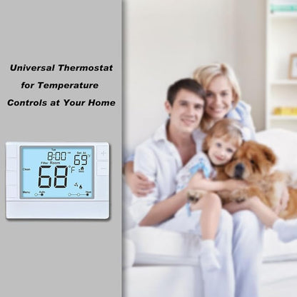 Thermostat for Home, Premium Heat Pump Room Temperature Controller, up to 2H/1C, Easy-to-Read Large Display，White Backlight