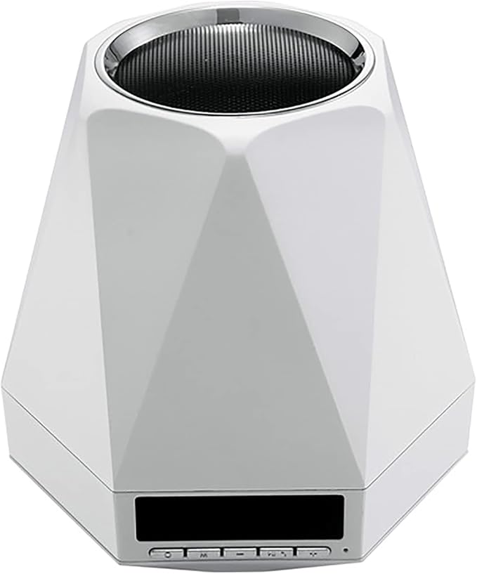 Smart Wake Up Light Alarm Clock, t-Button Dimmable LED Colorful Night Subwoofer 360 ° Stereo Surround Sound,Black(White)