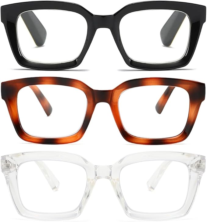 Readers for Women Oprah Style Square Reading Glasses with Spring Hinge Blue Light Blocking for Men Ladies