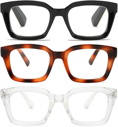 Readers for Women Oprah Style Square Reading Glasses with Spring Hinge Blue Light Blocking for Men Ladies
