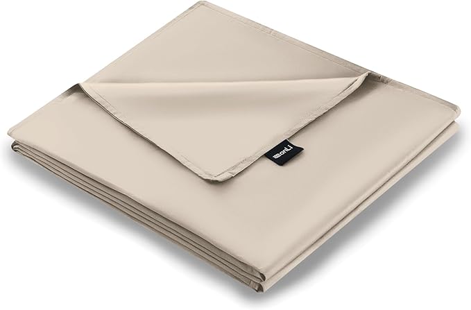 ZonLi 48"x72" Khaki Duvet Cover, Oeko-texCertified 100% Cotton, Twin Size RemovableDuvet Cover for Weighted Blanket
