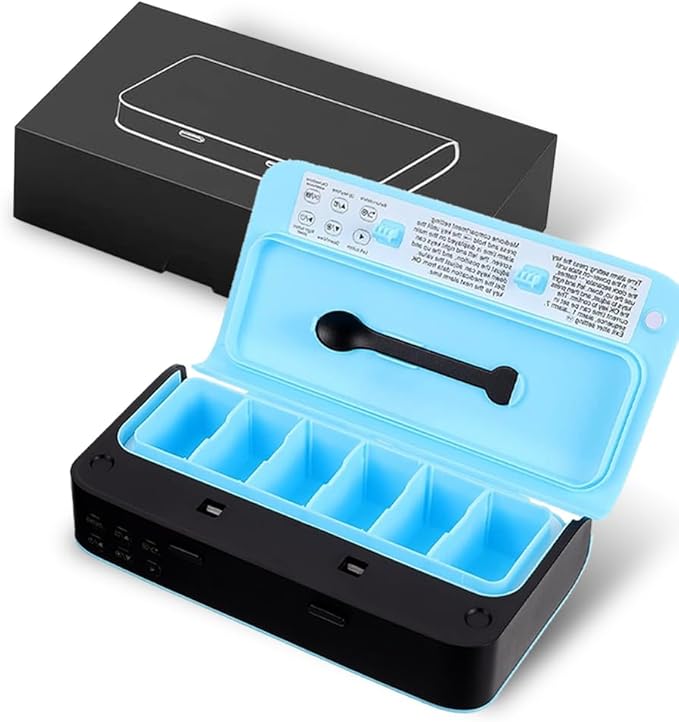 Rechargeable Pill Dispenser - Blue - Adjustable Pill Organizer Medicine Dispenser Weekly Travel Pill Organizer