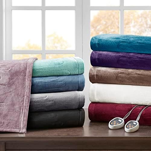 Beautyrest - BR54-0910 Heated Plush Elect Electric Blanket with 20 Heat Level Setting Controllers Equip with Secure Comfort Technology and 10 Hours Auto Shut Off, King: 90x100, Black