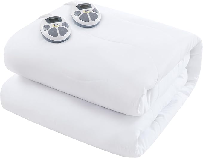 Serta Heated Mattress Pad Cal King Size - Electric Mattress Pad, 10 Heat Setting Controller, Auto Shut Off Timer, Deep Elastic Pocket, Up to 17" Mattress, ETL Certified, Machine Wash, Cal King, White
