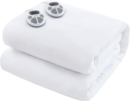Serta Heated Mattress Pad Cal King Size - Electric Mattress Pad, 10 Heat Setting Controller, Auto Shut Off Timer, Deep Elastic Pocket, Up to 17" Mattress, ETL Certified, Machine Wash, Cal King, White