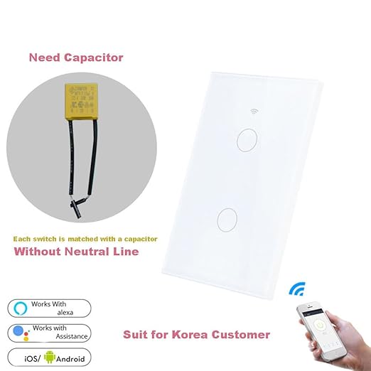 Tuya WiFi Smart Wall Light Switch Glass Screen Touch Sensor Panel Wireless Electrical Control by Voice Control Black 1-Gang