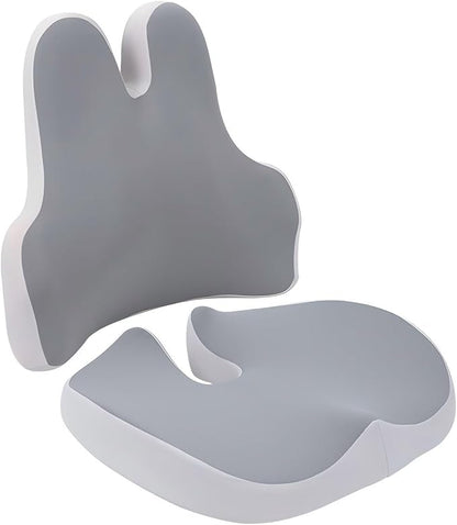 Seat Cushion & Lumbar Support Pillow Set for Office Chair, Ergonomic Pillow for Sciatica Pain Relief, Memory Foam Back Support Pillow & Chair Cushion for Car seat, Desk Chair,Sciatic nerve pain pad
