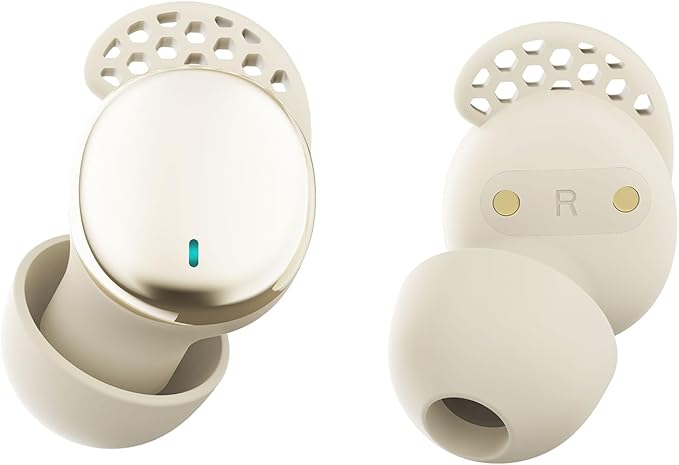 Sleep Earbuds for Side Sleepers, Wireless Noise Cancelling Sleep Headphones with Sleep Mode, LED Power Display, Comfort Fit for Sleeping, Working, Hiking (Gold)