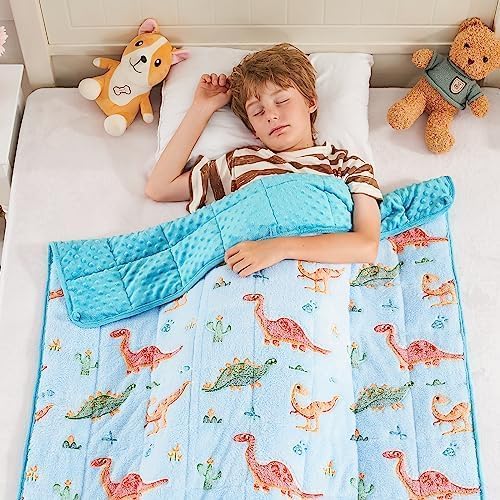 yescool Weighted Blanket 5 Pounds Weighted Lap Blanket, Glow in The Dark Dinosaur Heavy Blankets, Warm Minky Weighted Throw Blanket Gift for 40-60lbs, 36"x48"