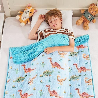 yescool Weighted Blanket 5 Pounds Weighted Lap Blanket, Glow in The Dark Dinosaur Heavy Blankets, Warm Minky Weighted Throw Blanket Gift for 40-60lbs, 36"x48"