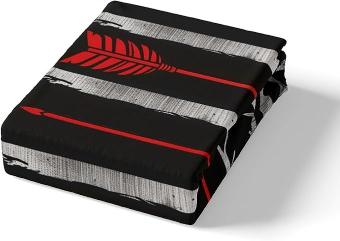 Manfei Archery Fitted Sheet Full Size, American Flag Print Bedding Set 3pcs, Sports Gaming Theme Bed Cover with 2 Pillowcases, Kids Boys Teens Adults Room Decor, Soft Bedding(No Top Sheet)
