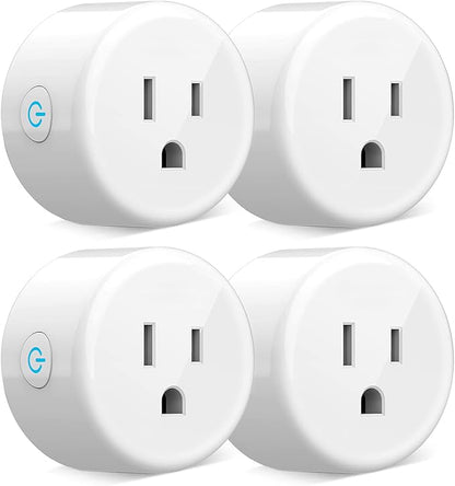 Smart Plug, WiFi Outlet Socket Compatible with Alexa Google Home, No Hub Required Surge Protection Plug, ETL Certified FCC Listed 120V 10A 2.4 GHz Wi-Fi Smart Outlet with Timer, 4 Pack