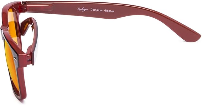 Eyekepper Blue Blocking Amber Glasses for Sleep-Nighttime Eyewear-Special Orange Tinted Glasses for Women Men (Black-Red, +0.00)