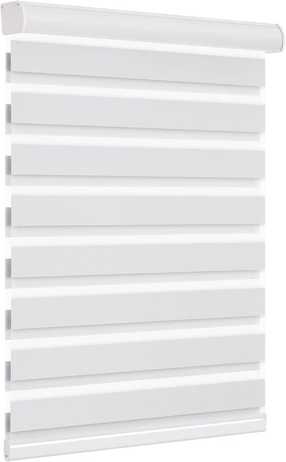 Changshade Blackout Zebra Blinds Cordless for Indoor Windows Sliding Glass Door, Custom Size Zebra Roller Shades Dual Layer Privacy Darkening for Living Room, Bedroom, Bathroom, Easy to Install, Grey