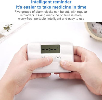 Automatic Pill Dispenser, Electronic Pill Boxes, Easy-Read LCD Display, 6 Compartments Digital Pill Reminder, Outdoor Portable Mini Pill Box with Alarm