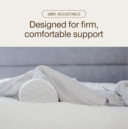 Coop Home Goods Four Position Adjustable Support Pillow, 21 x 8 Half-Moon Shape with Memory Foam Insert, Wedge Pillow for Knee, Leg, Neck, Lumbar and Pressure Points Support