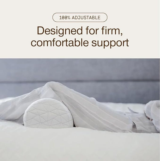 Coop Home Goods Four Position Adjustable Support Pillow, 21 x 8 Half-Moon Shape with Memory Foam Insert, Wedge Pillow for Knee, Leg, Neck, Lumbar and Pressure Points Support