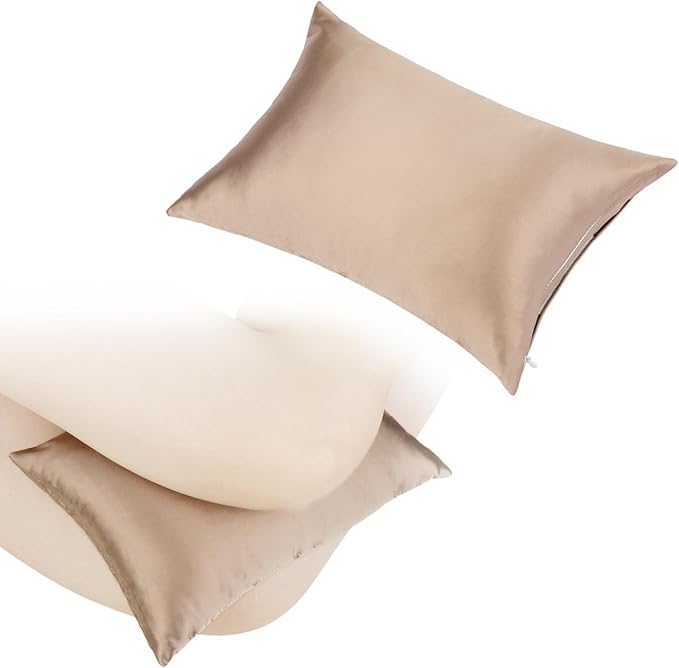 Silky Satin Soft Knee Pillow for Side Sleepers, Pressure Pillows Between Legs 11"x7" Small Knee Pillow Joints Cushion for Sleeping Hip and Back Pain, Taupe 1 Pcs