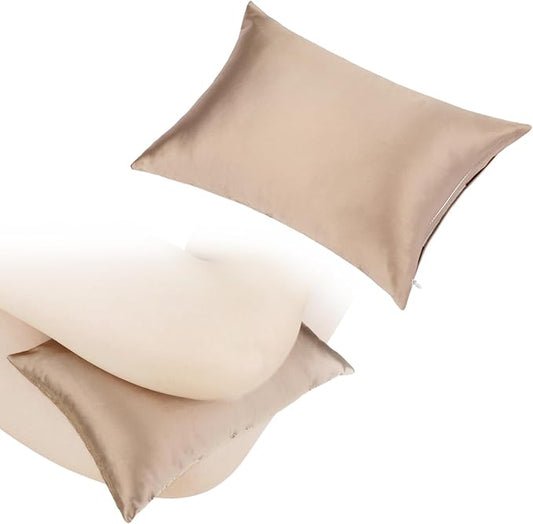 Silky Satin Soft Knee Pillow for Side Sleepers, Pressure Pillows Between Legs 11"x7" Small Knee Pillow Joints Cushion for Sleeping Hip and Back Pain, Taupe 1 Pcs